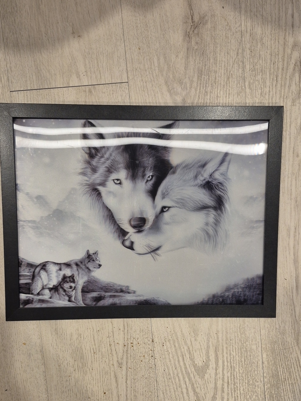 Framed Wolf Art Print in Monochrome